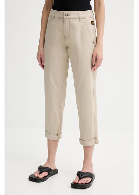 G star pantaloni culoarea bej fason chinos high waist d25257 d715