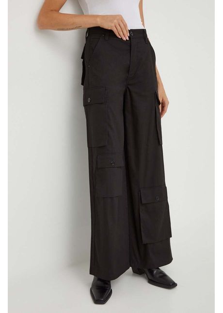 G star pantaloni de bumbac culoarea negru drept high waist