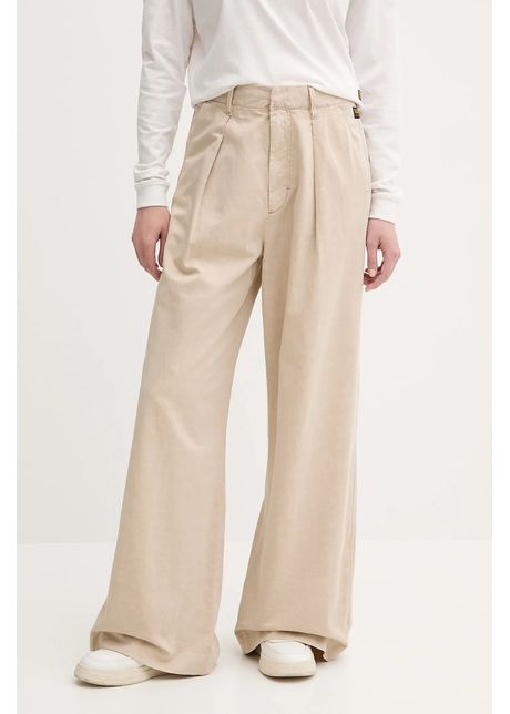 G star pantaloni din amestec de in culoarea bej lat high waist d26435 d910