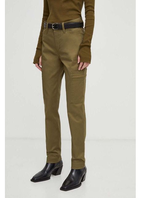 G star pantaloni femei culoarea verde mulata high waist