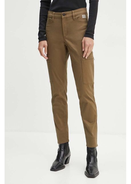 G star pantaloni femei culoarea verde mulata high waist d25260 c105