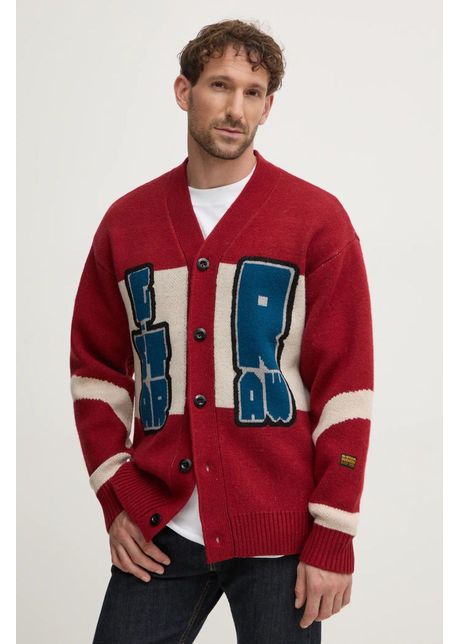 G star raw cardigan din lana culoarea bordo d25116 d939