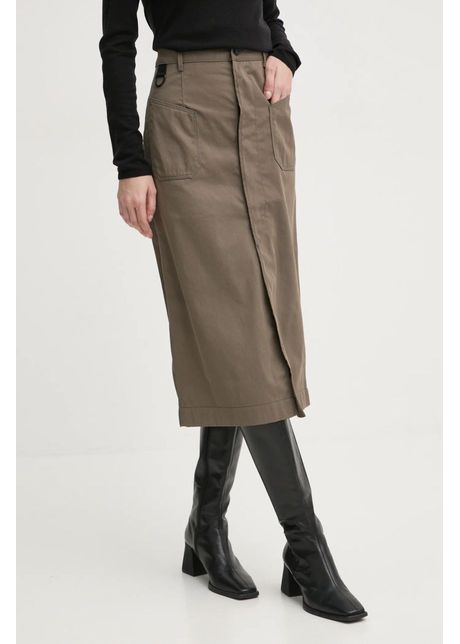 G star raw fusta culoarea maro midi drept d25238 d728