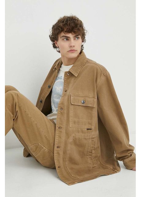 G star raw geac din denim b rba i culoarea maro de tranzi ie