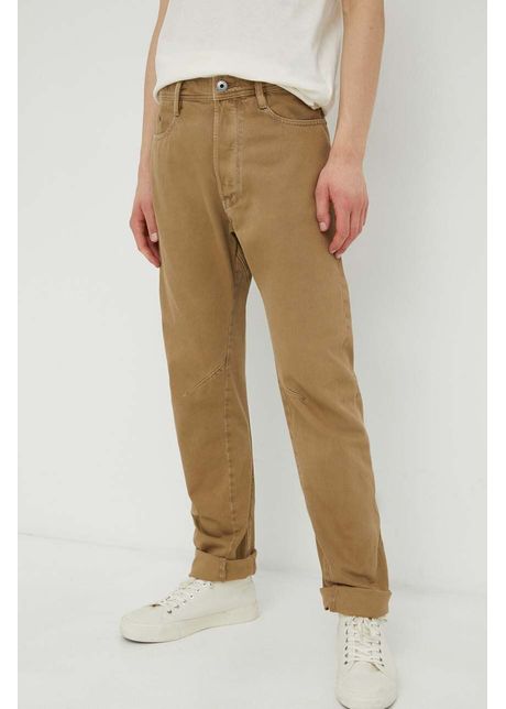G star raw pantaloni de bumbac culoarea bej drept