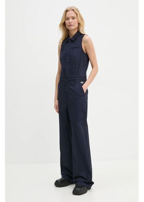 G star raw salopeta culoarea albastru marin cu guler d25293 d715