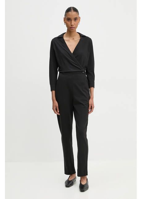 G star salopet din bumbac culoarea negru bumbac cu decolteu in v d25024 b771