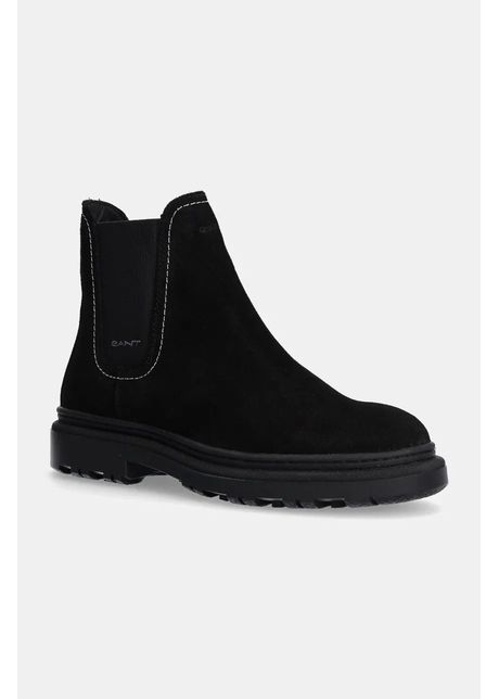 Gant botine din piele intoarsa timbly femei culoarea negru cu toc plat izolare usoara 29553800 g00