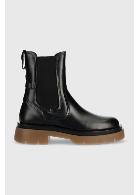 Gant ghete chelsea de piele meghany femei culoarea negru cu platforma