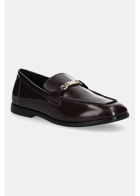 Gant mocasini de piele Gimble culoarea bordo, cu toc plat, 31571125