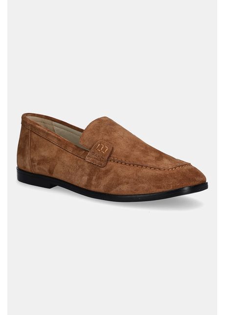 Gant mocasini din piele ntoars gimble culoarea maro cu toc plat 30573865 g420