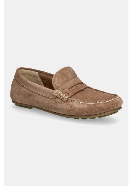 Gant mocasini din piele ntoars seabaya culoarea maro cu toc plat 30573932 g146