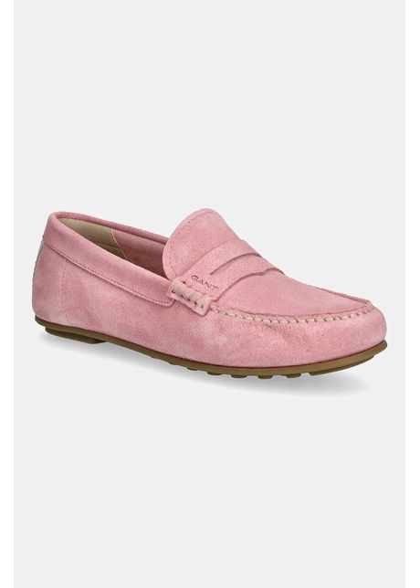 Gant mocasini din piele ntoars seabaya culoarea roz cu toc plat 30573932 g580