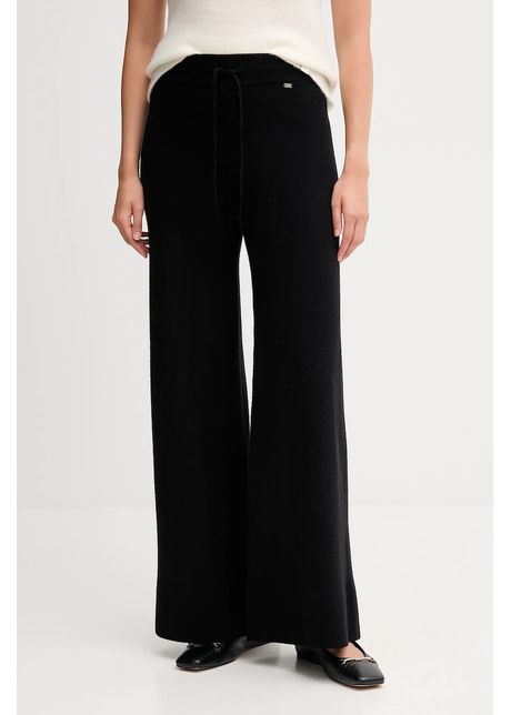 Gaudi pantaloni culoarea negru, lat, high waist, 521FD23002