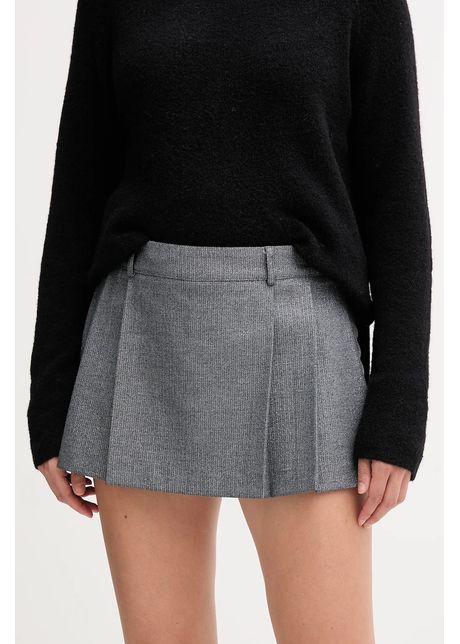 Gaudi pantaloni scurți culoarea gri, uni, high waist, 521FD25018