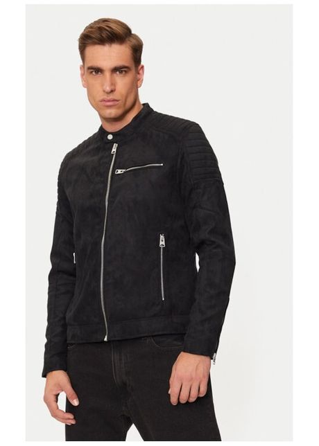 Geaca din imitatie de piele gus 22029650 negru regular fit piele ecologica