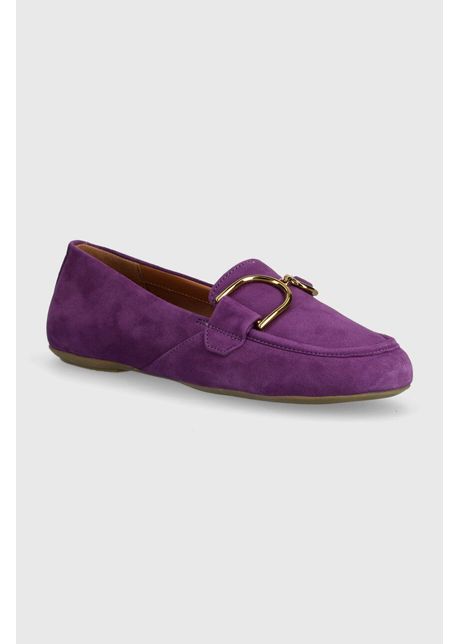 Geox mocasini din piele intoarsa d palmaria femei culoarea violet cu toc plat d45muj 00021 c8000