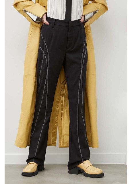 Gestuz pantaloni femei culoarea negru lat high waist 10908839