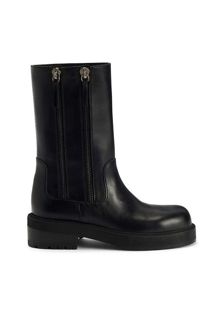 Giuseppe Zanotti cizme de piele Morris femei, culoarea negru, cu toc plat, I470012.002