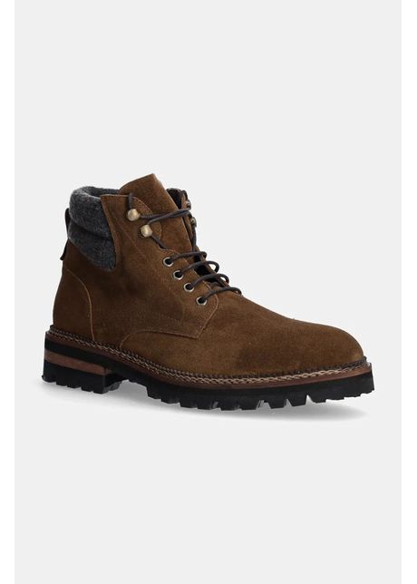 Hackett london cizme din piele intoarsa range track barbati culoarea maro hms21424