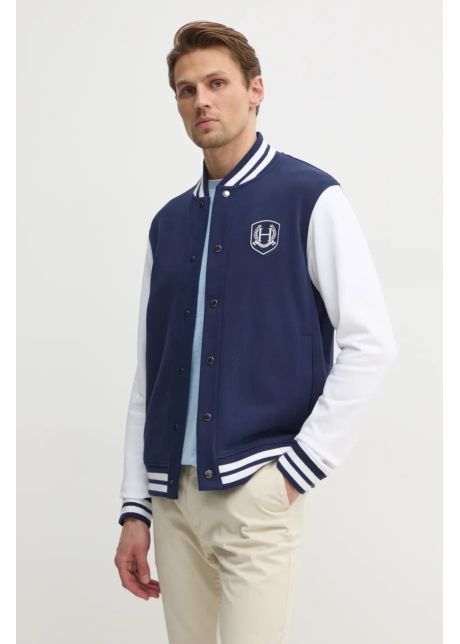 Hackett london hanorac de bumbac barbati culoarea albastru marin cu imprimeu hm581349