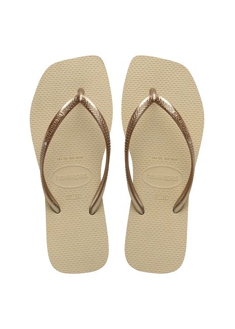 Havaianas slapi square femei culoarea auriu cu toc plat 4148301 0154