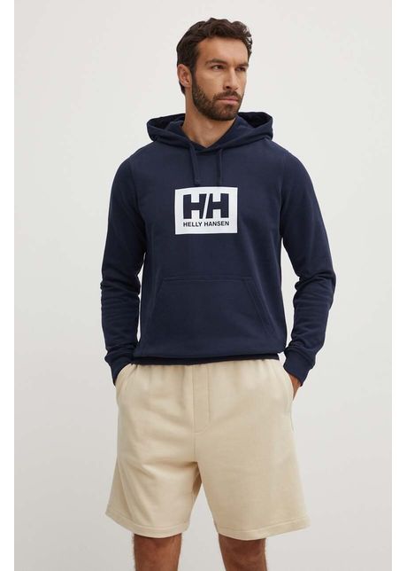 Helly hansen hanorac de bumbac culoarea bleumarin cu imprimeu 53289