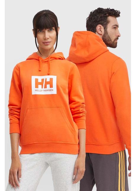 Helly hansen hanorac de bumbac culoarea portocaliu cu glug cu imprimeu 53289