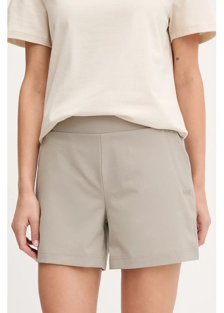 Helly Hansen pantaloni scurți outdoor Thalia 2.0 culoarea bej, neted, high waist, 34328