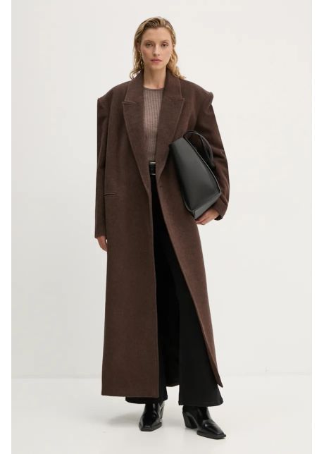 Herskind palton de lana drew culoarea maro de tranzitie cu doua randuri de nasturi 5381816