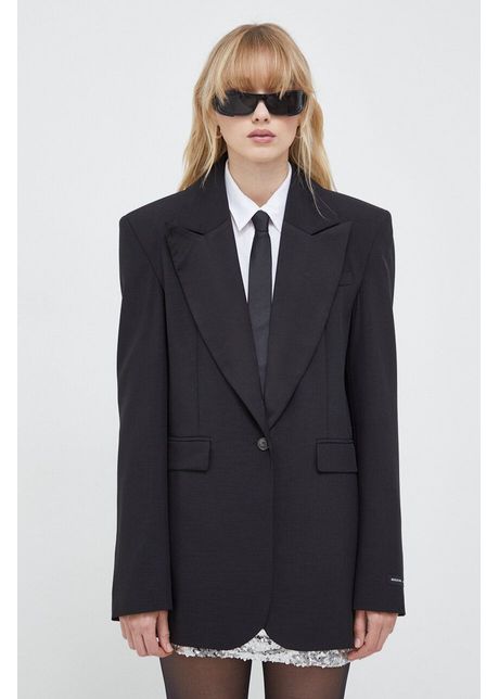 Herskind sacou culoarea negru un singur rand de nasturi neted
