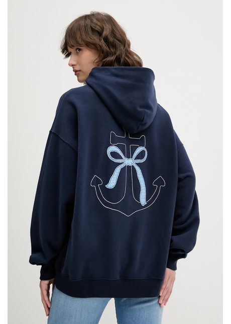 Hollister co bluz culoarea bleumarin cu glug cu imprimeu ki352 5136