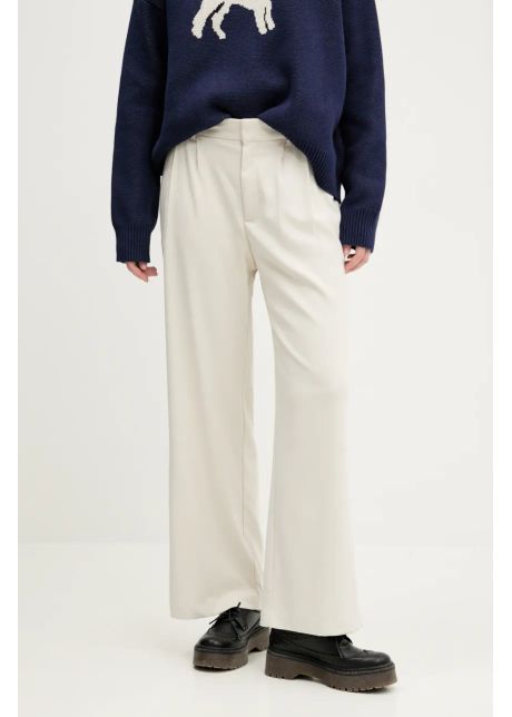 Hollister co pantaloni femei culoarea bej lat high waist ki356 4220
