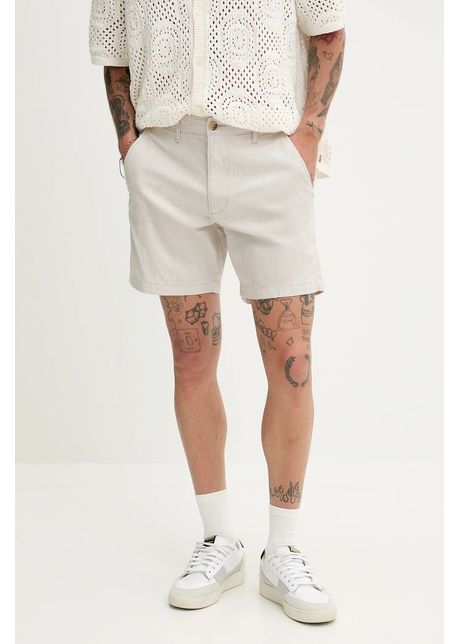 Hollister co pantaloni scur i din amestec de in culoarea bej ki328 5167