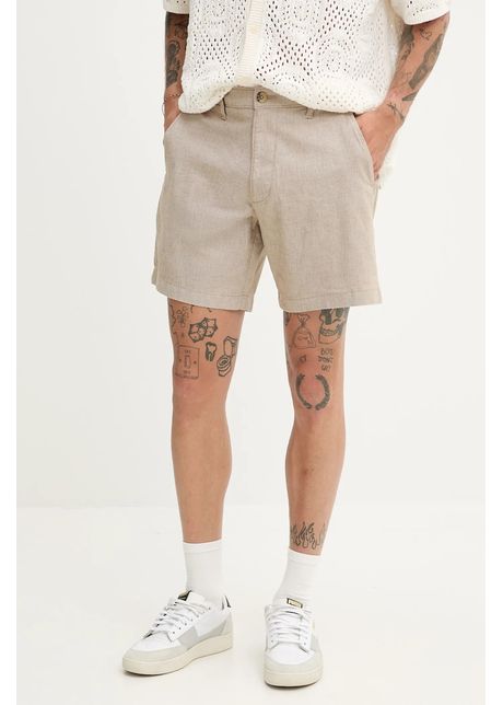 Hollister co pantaloni scur i din amestec de in culoarea bej melanj ki328 5167