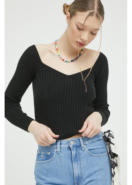 Hollister co pulover culoarea negru