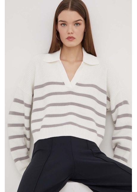 Hollister co pulover femei culoarea alb