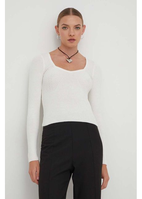 Hollister co pulover femei culoarea alb light