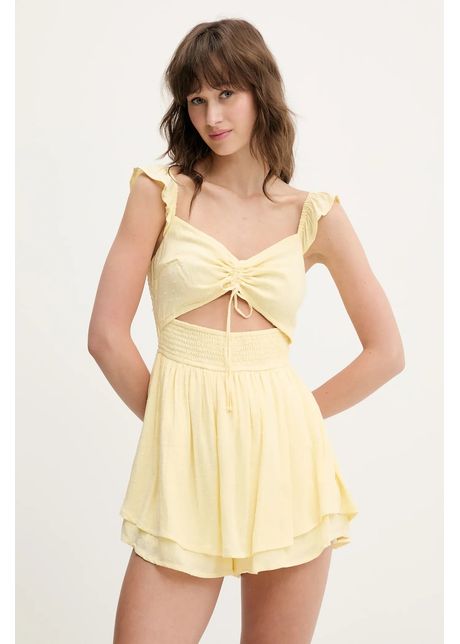 Hollister co salopet culoarea galben cu decolteu in v ki359 5034