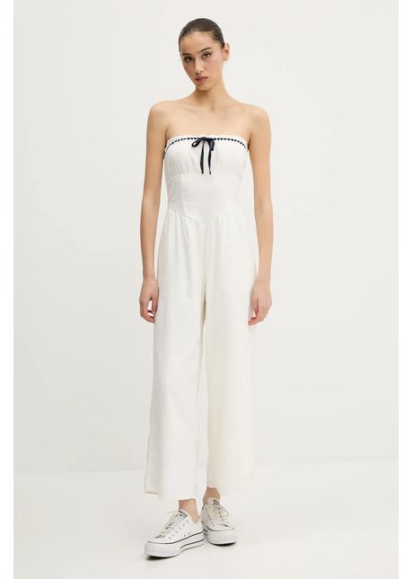 Hollister co salopet din in culoarea bej cold shoulder ki359 5044