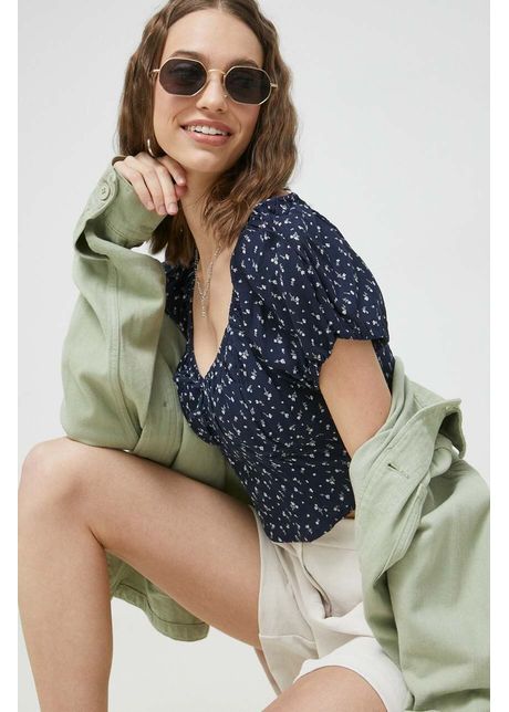 Hollister Co. top culoarea albastru marin
