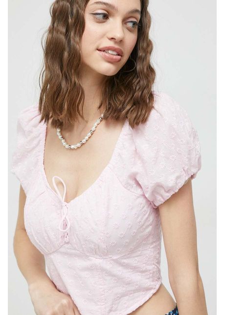 Hollister co top din bumbac culoarea roz