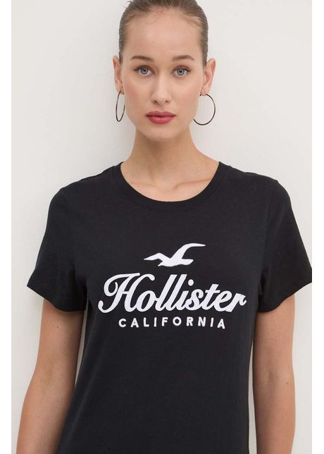 Hollister Co. tricou din bumbac femei, culoarea negru, KI357-3284