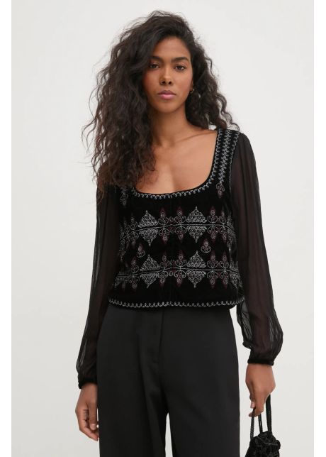 Hoss intropia bluza femei culoarea negru cu imprimeu 6288731