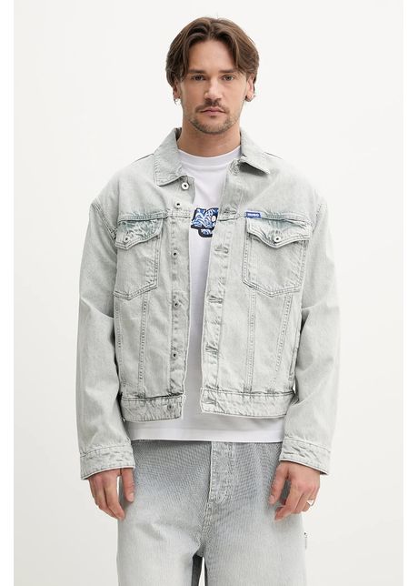 Hugo blue geac din denim culoarea gri de tranzitie 50534538