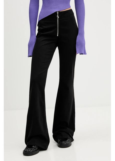 Hugo Blue pantaloni culoarea negru, evazați, high waist, 50546832