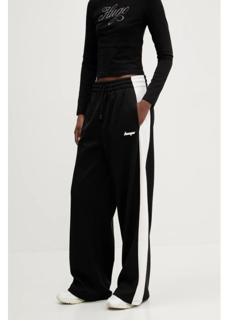 Hugo blue pantaloni de trening femei culoarea negru cu imprimeu 50537080