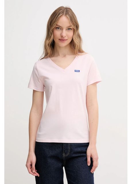 Hugo Blue tricou din bumbac femei, culoarea roz, 50513667