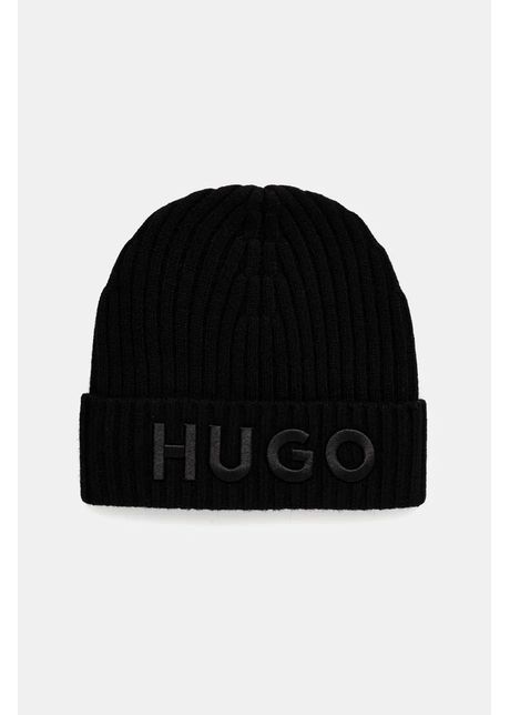 Hugo caciula de lana culoarea negru de lana din tesatura neteda 50527804