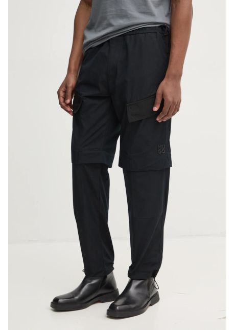 Hugo pantaloni barbati culoarea negru cu fason cargo 50530824